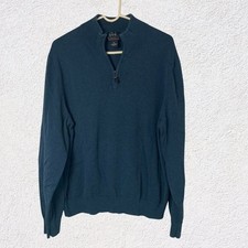 Jos A Bank Traveler Quarter Zip Sweater XXL Blue Pima Cotton Pullover Classic