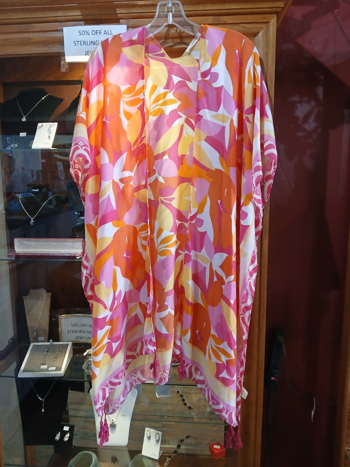Do Everything in Love Abstract Kimono, Women's Size OS - Fuchsia/Orange