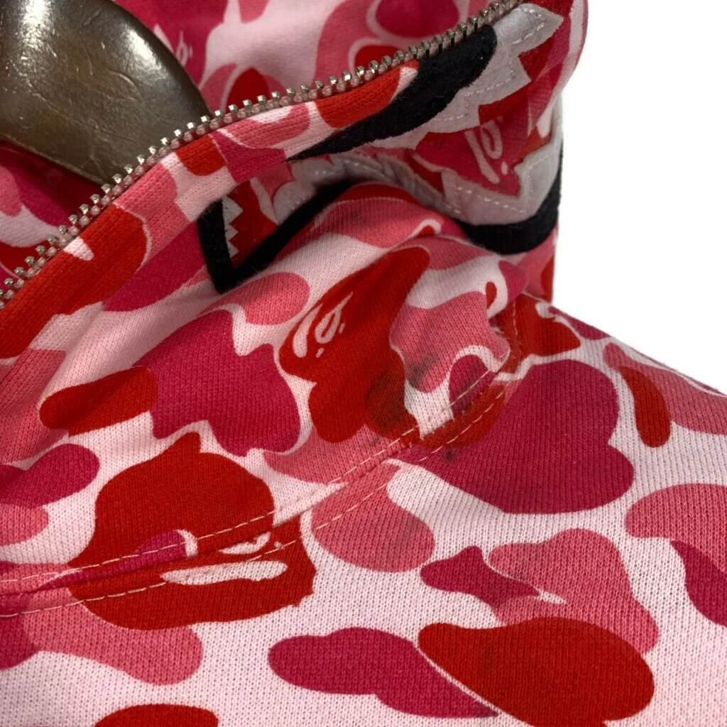 A BATHING APE (BAPE) Felpa con Cappuccio Made In Japan A Bathing Ape Shark Sarcamo Rosa Uomo Xl Usata S