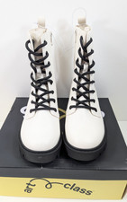 Art Class Combat Boots Khari Girls Sz 1 Cream/Khari Lace Up Zip Chunky New Inbox