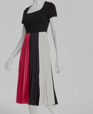 Karl Lagerfeld Paris Women's Black Colorblocked Pleated Dress Size 4