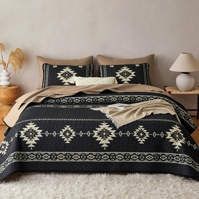 - Western Quilt Set, Southwestern Aztec Country Tribal Native American Rustic...