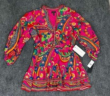 NWT Adrianna Papell Dress Womens 20 lng Sleeve Retro Print Short Garden Floral