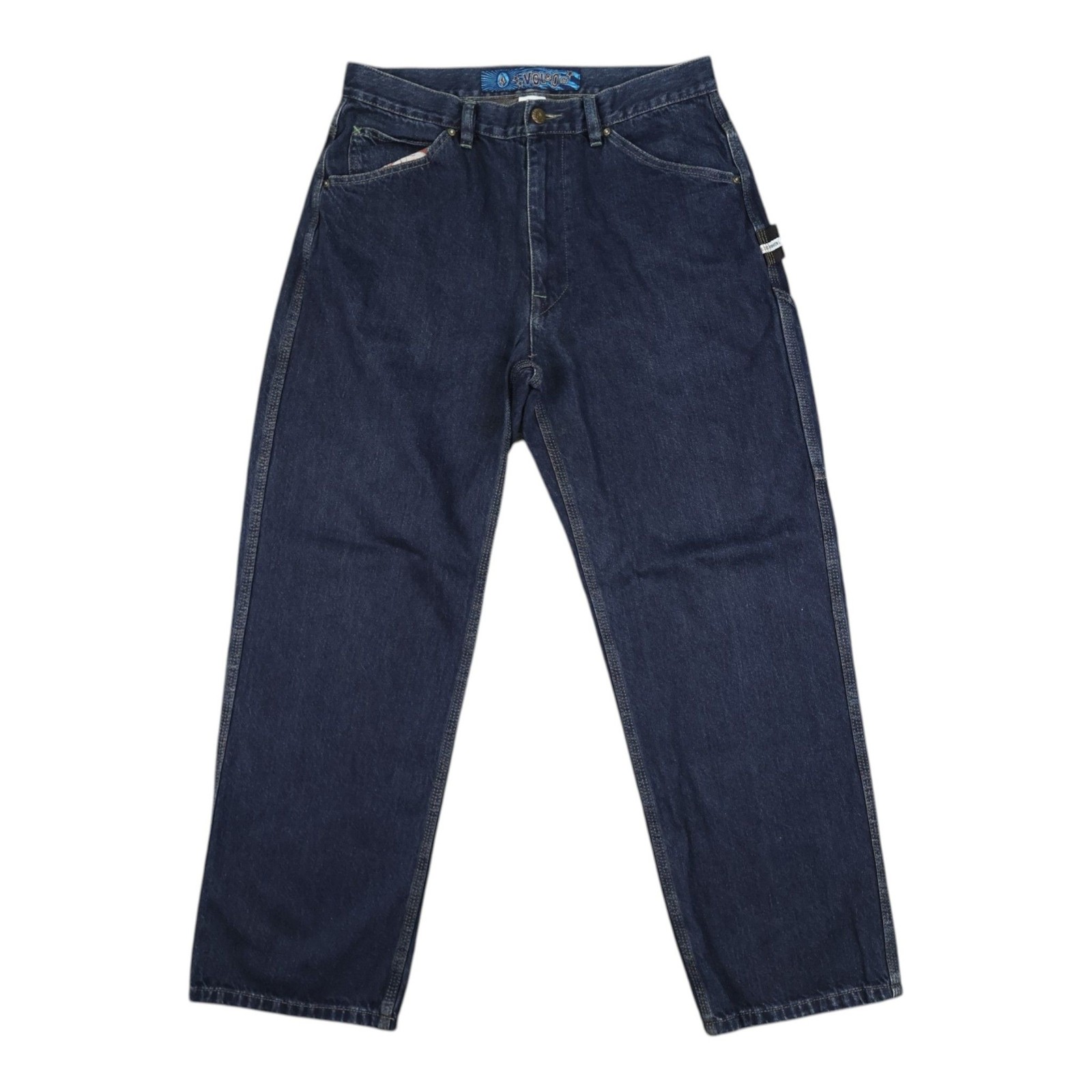 S Large Blue Denim Carpenter Work Cotton Relaxed Fit Size L