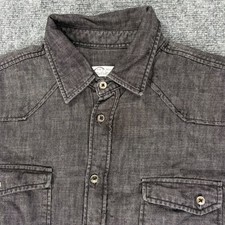 Zara Man Slim Fit Western Shirt Mens Large Gray Long Sleeve Button Up Denim