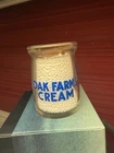 VINTAGE OAK FARMS DAIRY PYRO GLASS MINI CREAMER. 3/4 OUNCE. DALLAS TEXAS