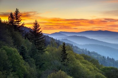 Great Smoky Mountains National Park Sunrise Photo Art Print Poster 24x36 inch