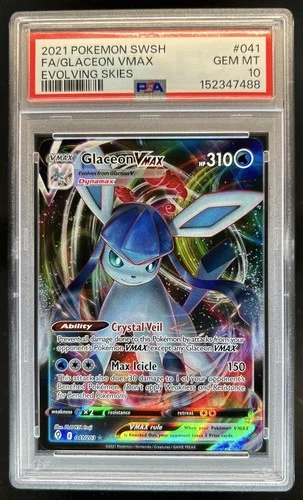 2021 Pokemon SWSH Evolving Skies Glaceon VMAX #041/203 PSA 10 GEM MINT