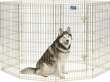 Folding Metal Dog Exercise Pen, Indoor/Outdoor Playpen with Door, 16 Sq Feet of