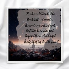 Job 37:14 Scripture Fabric Panel Quilt Block for quilting crafting sewing