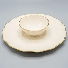 Lenox Greenfield Chip and Dip Server 10" Attached Bowl - FREE USA SHIPPING