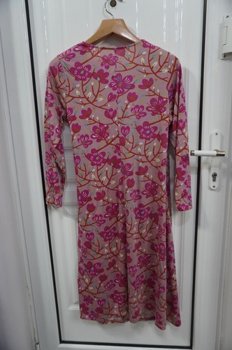 Gudrun Sjoden Magnolia sz M wrap dress cotton/modal floral midi pink - Picture 4 of 5