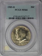 1985-D 50c Kennedy Half Dollar - PCGS MS 66