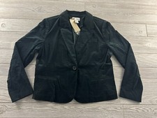 Spiegel Women's Size 16 Black Luxe Corduroy Blazer Single Button Pockets Nwt