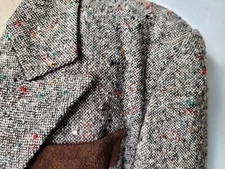 Killer 1970's Nubby Flecked Multi-Color Tweed Blazer. Camp Stanley G.I. Owned.