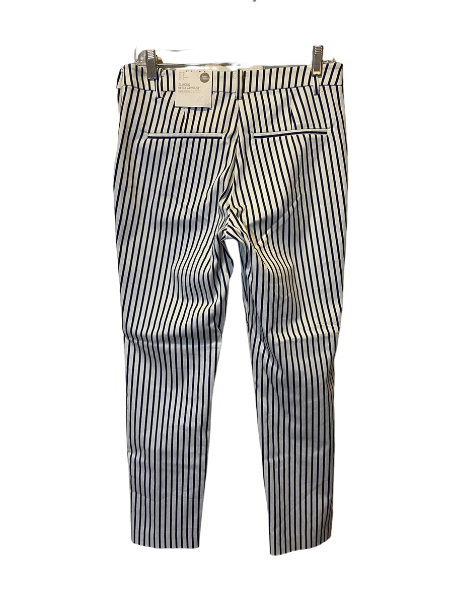 H&M Pants White/blue Stripe Slacks Regular Waist Super Stretch