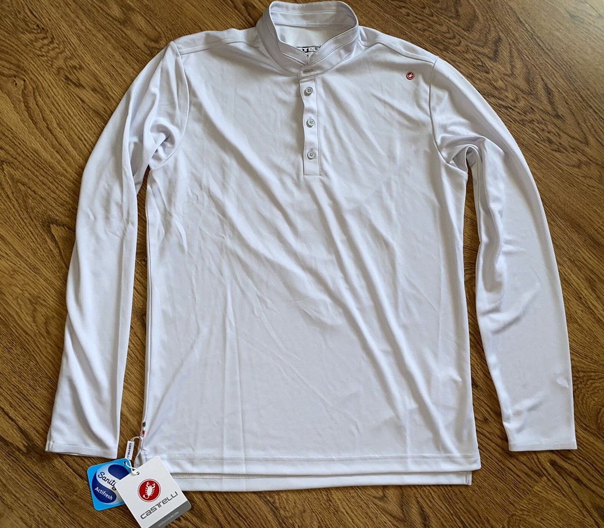 Castelli Tech Henley 長袖 T シャツ size:M NWT Castelli Tech Gray Long-Sleeve Henley - Men's Size Large