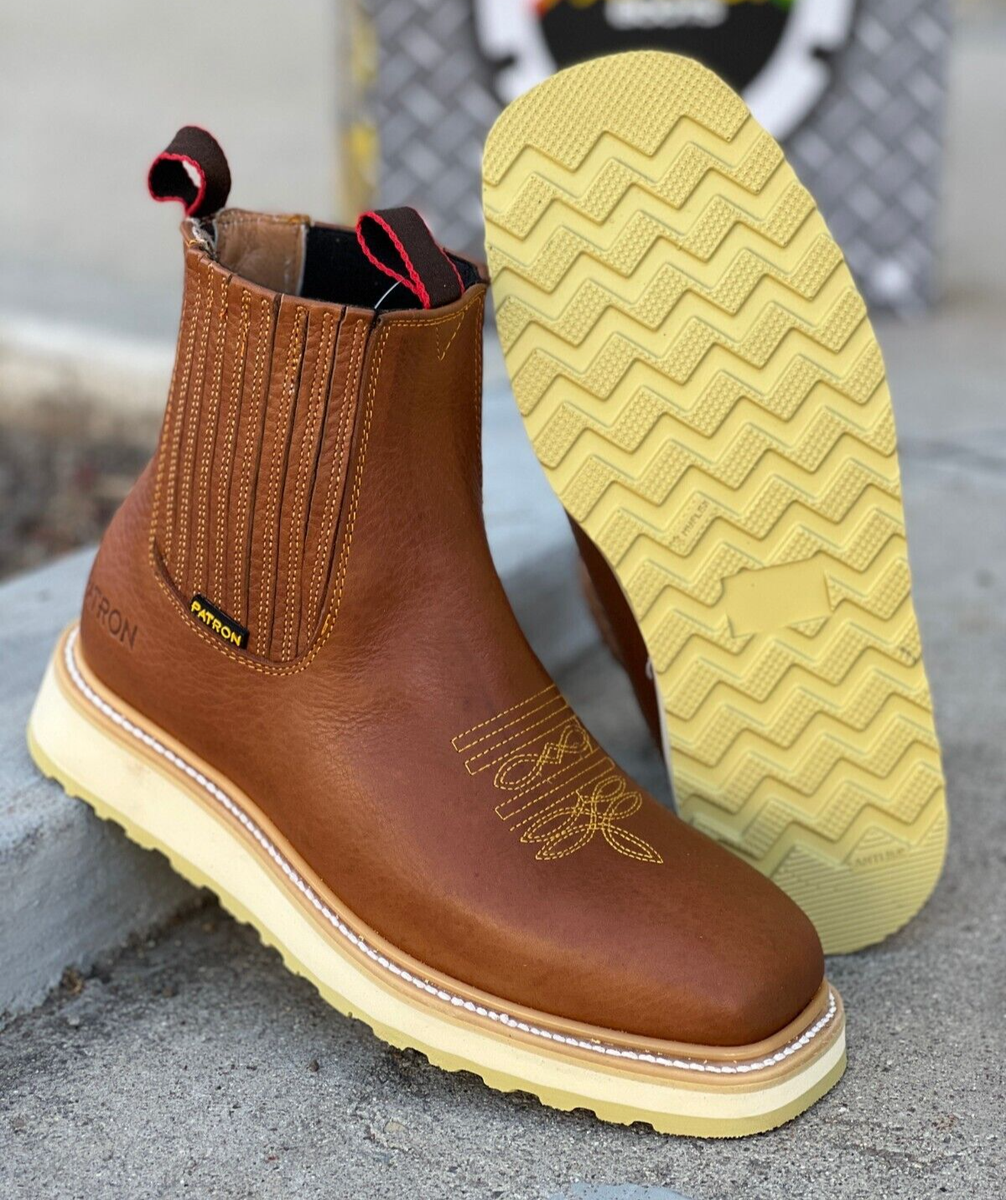 MEN'S WORK BOTINES PATRON GENUINE LEATHER OCRE POLYURETHANE ANKLE