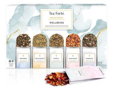 Tea Forte Single Steeps Loose Leaf Wellness Tea Sampler, Assorted Variety Tea B