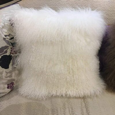 Real Mongolian Tibetan Lamb Fur Cushion Cover Car Seat Pillowcase White 40x40cm