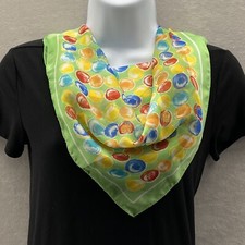 SYMPHONY SCARFS Sheer Green Colorful Bubble Polka Dot Square Scarf Made in Italy