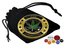 Hold'em Poker Card Guard "Pot Committed" Large + 7pc Buttons Lammers Set w/Pouch