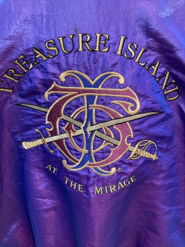 Vintage Iridescent Purple Treasure Island at the Mirage Poly/Nylon Jacket SZ XL - Picture 7 of 12