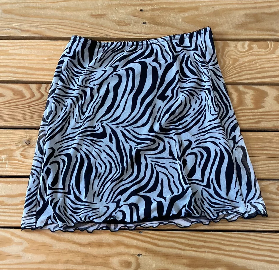 urban outfitters NWT 39 women s mesh Zebra Patterned mini skirt size S black a3