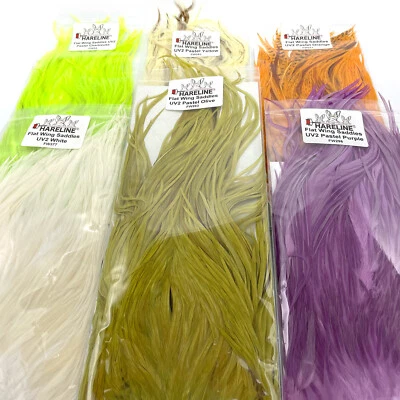 HARELINE DUBBIN, INC. PASTEL FLAT WING SADDLES - Hareline UV2 Fly Tying Hackle Feather Hair Extensions