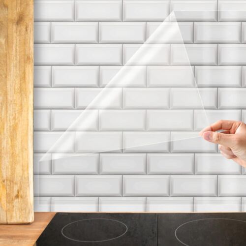 Clear Paper Roll Self-Adhesive Kitchen Backsplash Wall Protector 23.6in X 32....