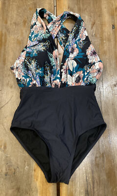 Women’s Sea Angel Floral Plunge One Piece Swimsuit Size Small NWOT