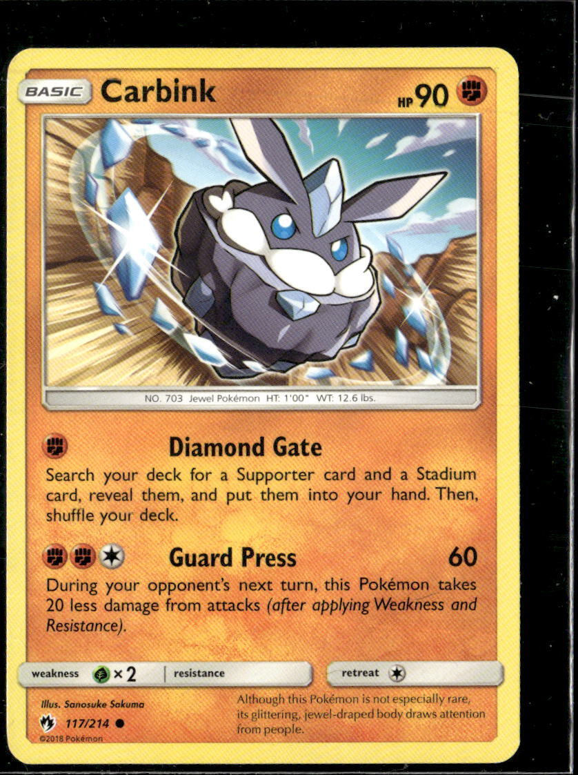 Pokemon Carbink 117/214 Lost Thunder Non Holo Common  2 Card Lot