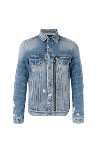 $1250 R13 Distressed Zipper Trucker Blue Jacket Large image 8