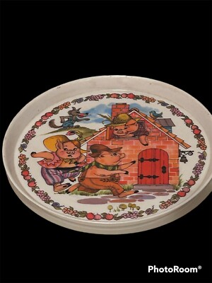 Vintage Big Bad Wolf And Three Little Pigs Plate