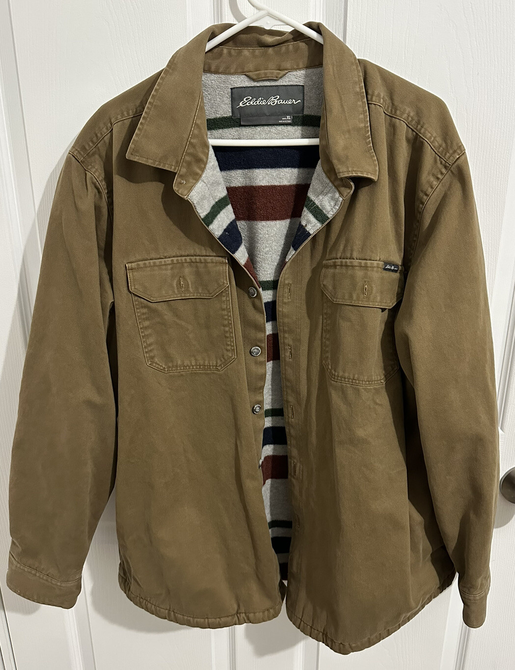 Eddie Bauer lined 100 cotton barn jacket shacket tan… Gem