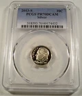 2013-S 10c SILVER PCGS PR70DCAM ROOSEVELT DIME PROOF DOT ON RIM DEEP CAMEO PR 70