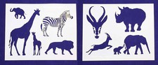Safari Animal Stencils- 2 Pc Set- 8 x 10 -14 mil Mylar Painting/Crafts