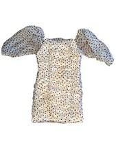 Fashion Nova Black And White Polkadot Short Sleeve Mini Dress Size S Puff Sleeve