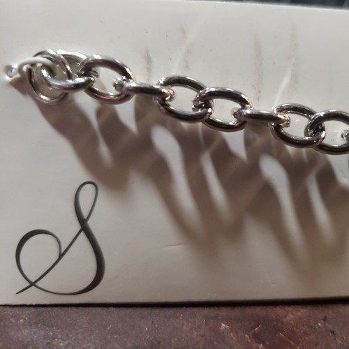 NEW Jaclyn Smith Initial "S" Silvertone Bracelet with Rhinestones, NIP - Picture 3 of 3
