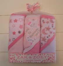 Girls Zak  Zoey 3 Pack Peach Love You To The Moon and Back Star Hooded Towels