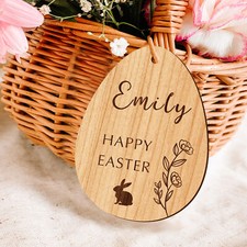 Personalised Easter Egg/Bunny Decoration Basket Gift Tag with Any Name for Kids