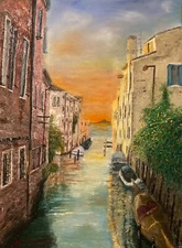 Original Painting "Sunset in Venice" 18"X24" Oil on Canvas