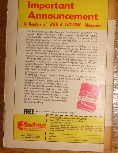 ROD & CUSTOM MAGAZINE JUNE 1954 '33 FORD ROADSTER, GEORGE BARRIS HUBCAPS - Picture 2 of 8