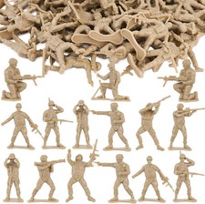100PCS Army Men Toy Soldiers Military Playset Figures Tan Action Set