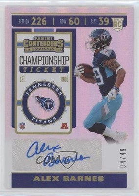 2019 Panini Contenders Championship Ticket 4/49 Alex Barnes Rookie Auto RC 0eo6