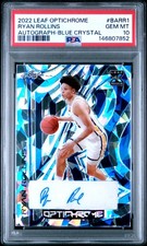 2022 LEAF OPTICHROME AUTOGRAPH BLUE CRYSTAL RYAN ROLLINS 4/8 PSA 10 AUTO RC