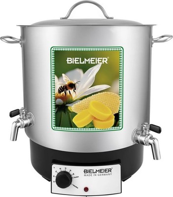 BIELMEIER Wachsklärer Edelstahl 29 Liter 1800W 2 Auslaufhahn Edelstahl BHG 690.6