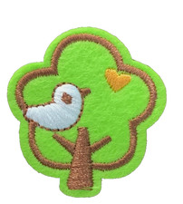Bird In Tree Embroidered Patch Iron on/ Sew on