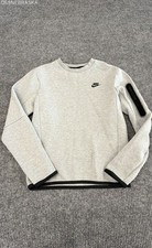 Nike Women's Tech Fleece Crewneck Sweatshirt Gray Bonded Sleeve Pocket Sz XS