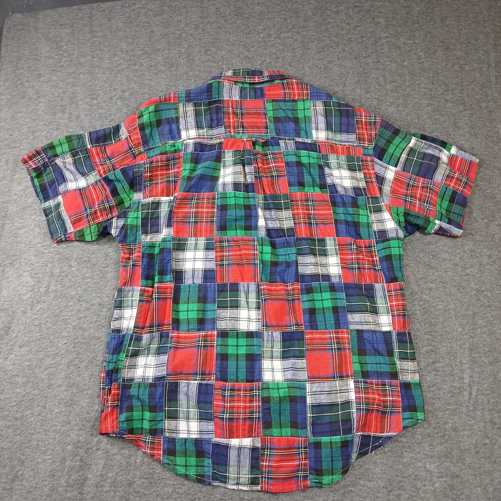 J Riggins Mens Red Patchwork Button Down Size Lar… - image 3